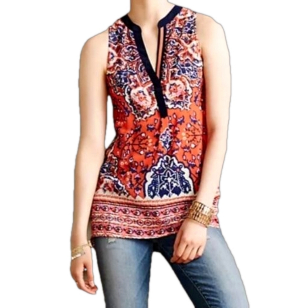 Anthropologie Vanessa Virginia Finn Silk Sleeveless Tank Blouse Top